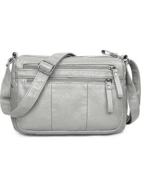 Women's Beige(10.2") Soft PU Leather Shoulder Bag Crossbody Purse Pocketbooks
